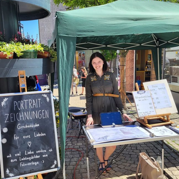 Portraitmalen am Marktstand 